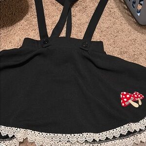 Black Skirt with Mushroom Embroidery